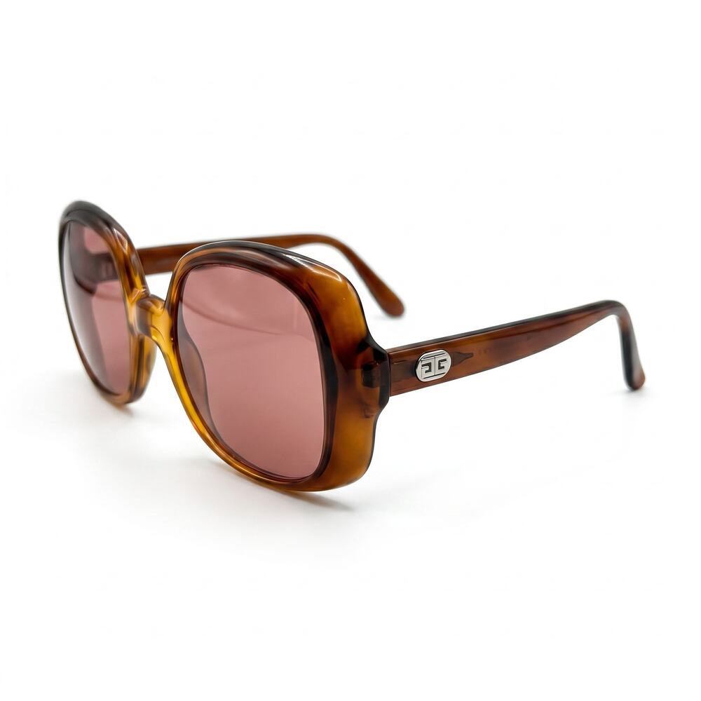 VINTAGE 70s Givenchy Oversized Square Transparent Brown Fade Sunglass Frames